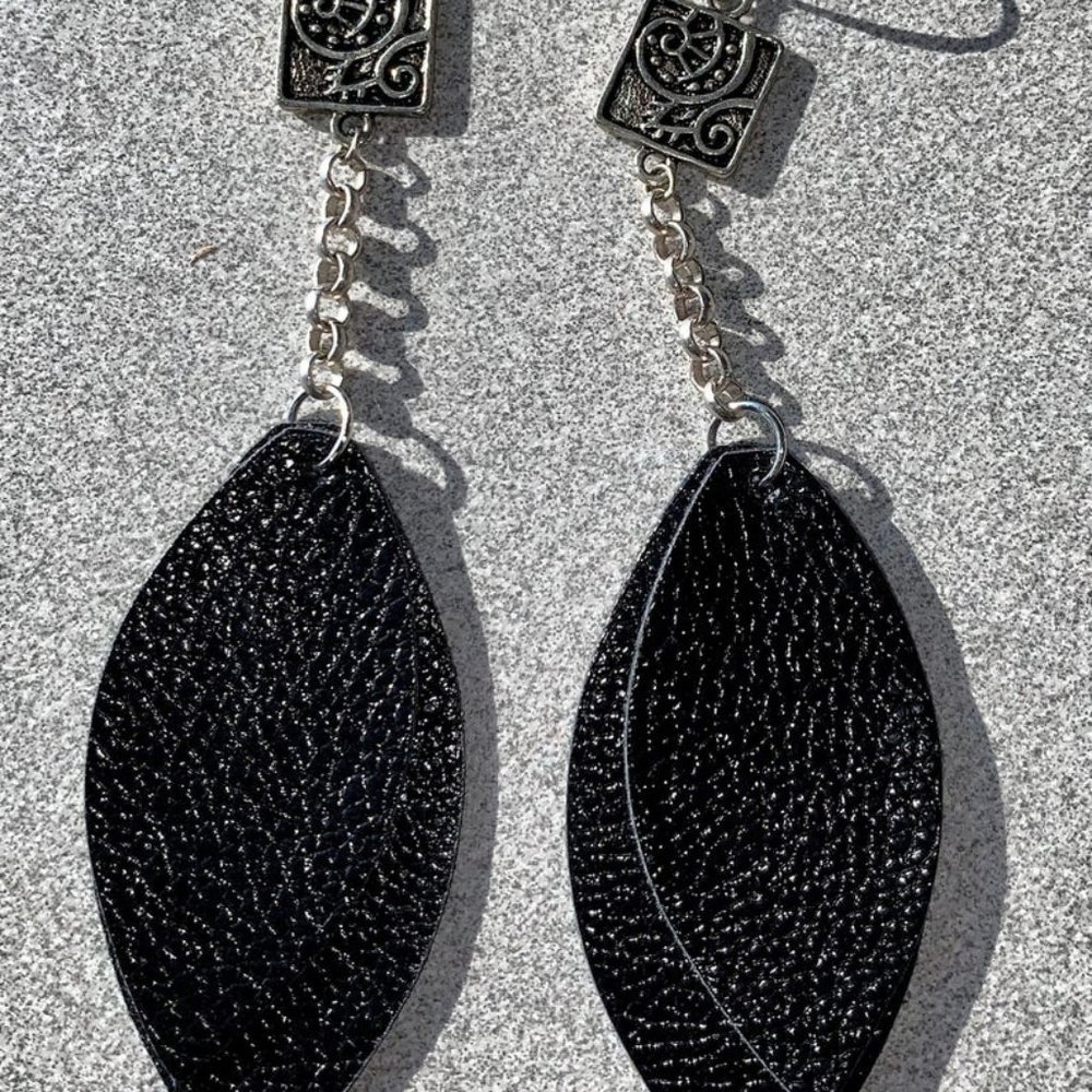 3 for $65 - "Nautilus" leather accent earrings